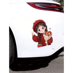 HỎA TỐC Decal Dán Xe Hơi, Tủ Lạnh Hình Bé Gái Cầm Giỏ Trái Cây Dễ Thương Chống Thấm Nước 2