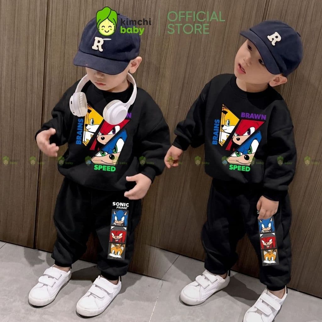 [10-29kg] Bộ Nỉ Dài Tay Cao Cấp Cho Bé Trai Dày Mịn Ấm KIMCHIBABY Họa Tiết Ô Tô, Siêu Nhân Người Nhện BN602