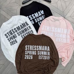Áo Thun phông Tay Dài STRESSMAMA SPRINGSUMMER 2026 logo l66 in 5D boxy dáng rộng nam nữ streetwear LONGSLEEVE AM124 3