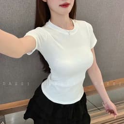 [ XẢ HÀNG ] Áo thun trơn form ôm - áo baby tee ôm body chất liệu thun gân co giãn 4 chiều-linhtrang99 7