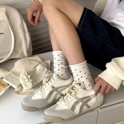 Sét 10 Đôi Tất Nơ Chấm Bi Màu Trắng Be Pastel Cổ Cao Cho Các Bạn Nữ 7
