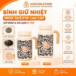 Bình Giữ Nhiệt Hello Kitty Siêu xᶖnh 700ml và 1000ml VOICON-[BIN66] - Giữ Nhiệt Nóng/Lạnh Nhiều Giờ 1