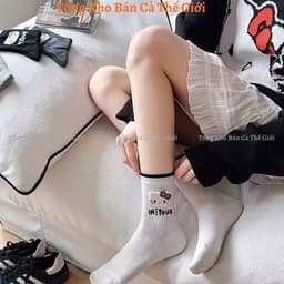 Set 10 Đôi Tất Nữ Cổ Cao Mèo Kitty in Tour Dệt Kim Cotton Siêu xᶖnh Xắn Dễ Thương Mẫu Mới 2026 -  VOICON-[TV01] 6
