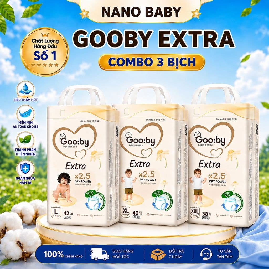 (LINK TRỢ GIÁ) Combo 3 Bịch Tã/Bỉm Dán và Quần GOOBY EXTRA Siêu Mỏng Nhẹ, Đủ Size Cho Bé Từ NB-3XL