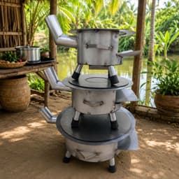 [Hàng Loại 1] Bếp củi đa năng - bếp đun củi thông minh không khói không đen nồi có ống khói + khay đỡ, tấm chống đen 9
