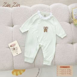 BD41. Bộ body liền thân body dài tay bé trai bé gái sơ sinh Zinzin viền bèo chất petit mềm mịn mát co dãn 4 chiều 7
