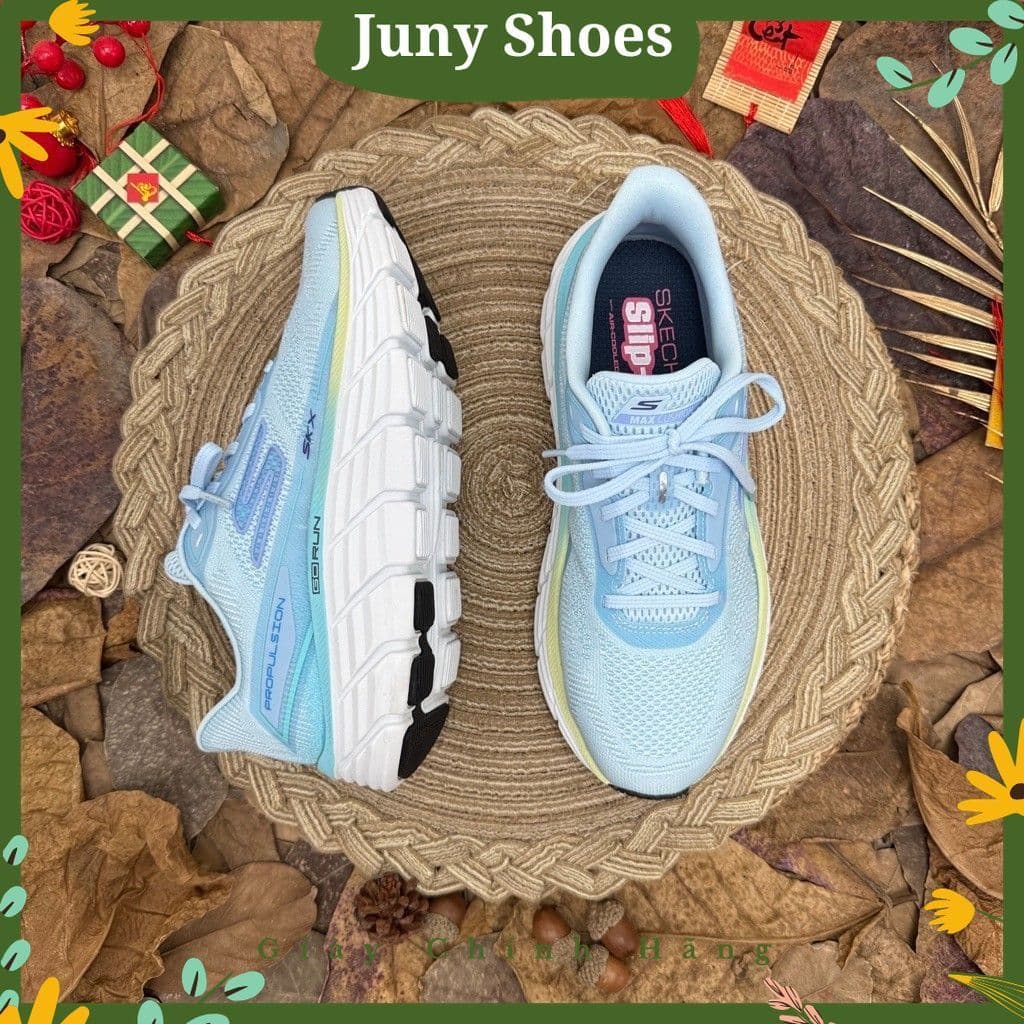 Giày Thể Thao Nữ Đế Êm Max Cushioning Màu Xanh Pastel, Giày Chạy Bộ Đi Bộ Tập Gym Thoáng Khí Nhẹ Chân
