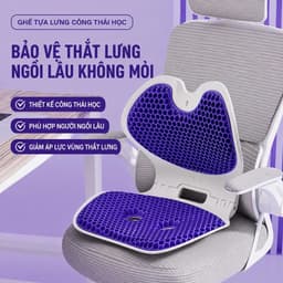 TC  Ghế Ngồi Công Thái Học Gấp Gọn Cao Cấp Đệm TPE Tổ Ong Êm Ái Thoáng Khí Hỗ Trợ Thắt Lưng Giảm Áp Lực Khi Ngồi 5