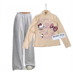 Bộ đồ nữ: Quần dài da cá xám đậm trơn +và áo GIỮ NHIỆT nữ dài tay  - in mèo CUTE - thoitrang gia rẻ009 4