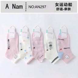 Tất Cổ Ngắn Nữ Viền Bèo Thêu Nơ Hàn Quốc - Set 10 Đôi Vớ Nữ Cotton Co Giãn Thoáng Mát 5