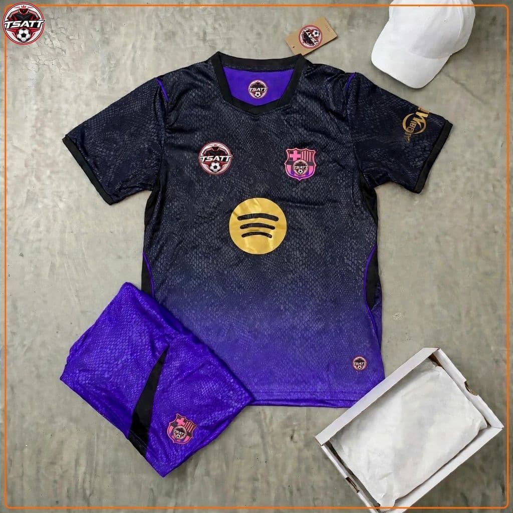 Bộ Quần Áo Bóng Đá CLB Barcelona Sân Nhà 26/27 - Chuẩn Mẫu Thi Đấu - Vải Polyester Gai Thái Thoáng Khí Thấm Hút Mồ Môi