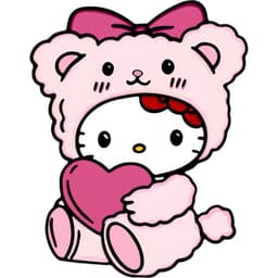 Decal Ô tô Hình Mèo Hello Kitty Ôm Trái Tim Dễ Thương, Chống Thấm Nước 9