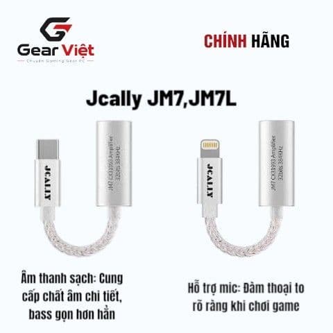 (Gear việt)  Jcally JM7 JM7L USB TypeC cáp âm thanh kỹ thuật số 3,5mm DAC CX31993 Adapter Giải mã Amp