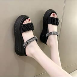 DÉP XUỒNG NỮ HAI QUAI NỮ REN PHỐI ĐÁ XOÀN 7CM CAO CẤP NHẤT. 3
