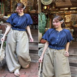 Áo Sơ Mi Cộc Tay Dáng Croptop Tay Bồng Chun Dưới M1212 Thời Trang Nữ  4
