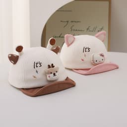 Bé Hoạt Hình Dễ Thương Động Vật Lắc Lông Cừu Màu Chặn Vịt Lưỡi Mũ Trẻ Em Thu Đông Ngoài Trời Tấm Che Nắng Mềm Viền Mũ Bóng Chày 4