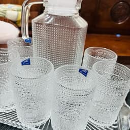 Bộ bình + 6 cốc thủy tinh họa tiết Giọt Nước Hắt sáng 4