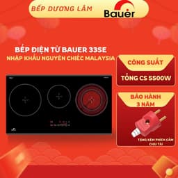 Bếp từ 3 lò Bauer BE 33SE Bếp điện từ 2 từ 1 hồng ngoại,Nhập khẩu Malaysia|Cam kết chính hãng 1