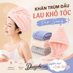 Khăn quấn ủ tóc nhung vân sóng thấm hút nước nhanh khô sau khi gội đầu 2