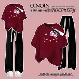 [ MỞ BÁN GIẢM 60% ] sét bộ đồ quần dài dây to đen+ mix áo phông form rộng NƠ DÚM thêu -thu009 7