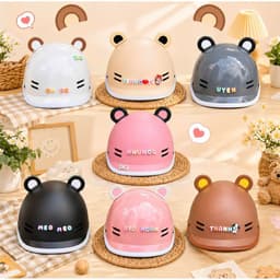 [ĐẠT CHUẨN AN TOÀN] Nón Bảo Hiểm Cá Heo Nam Nữ Nửa Đầu Hot Trend Kèm Tai Gấu Charm Chữ Dễ Thương 5