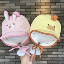 Mũ Lưỡi Trai Cho Bé Lót Lông Cừu Hình Thú Gấu Thỏ Vịt Dễ Thương Ấm Mùa Đông Có Dây Buộc 1-6 Tuổi - Kho Sỉ Gia Dụng Alulu 3