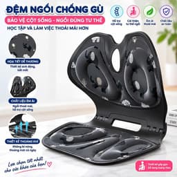 TC  Đệm Ngồi Chống Gù JINGQU Có Tựa Lưng, Đệm Ghế Công Thái Học Gập Gọn, Hỗ Trợ Tư Thế Ngồi Êm Ái Thoáng Khí 8