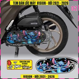 Tem Dán Lốc Máy Xe VISION Đời 2021 Đến 2026 Mẫu Thỏ Bunny Cực Chất Decal 3Lớp 3