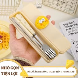 Bộ Thìa Đũa Muỗng Dĩa Inox 304 Cán Hình Phô Mai- Bộ Thìa Dĩa Inox 304 Cao Cấp Chống Gỉ Dễ Thương  VOICON-[TTA11] 4