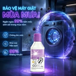 Nước Tẩy Rửa Máy Giặt / Bột Tẩy Cặn Và Khử Mùi Lồng Giặt 3 Trong 1 / Nhẹ Nhàng Với Máy / Không Cần Tháo Rời Hoặc Xả Lại 9