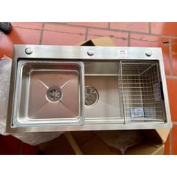 Chậu rửa bát 1 hố Keeper CR08-8245NE |  Inox 304 | Bản hố phụ to| Tặng kèm đầu vòi hút nước rửa chén 7