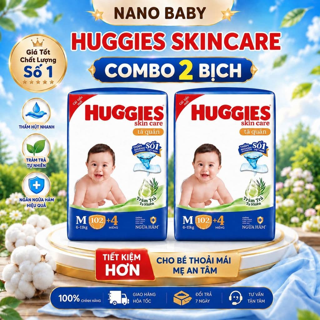 (LINK TRỢ GIÁ) COMBO 2 BỊCH Tã quần HUGGIES Mega Jumbo đủ size M102+4/L100+4/XL84+4/XXL76+4