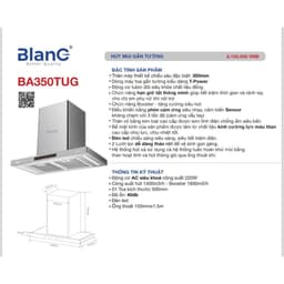 Máy hút mùi BLANC 350TUG | Model 2025 | Inverter tiết kiệm điện | Bảo hành 2 năm 1