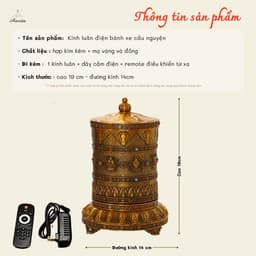 [Amrita]Kinh luân điện bánh xe cầu nguyện Om Mani Padme Hum 23500 chân ngôn kèm nhạc và điều khiển từ xa - CXNP530 2