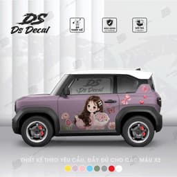 [ TẶNG GẠT DÁN] Tem xe VF3 - Ds Decal - Tem xe VF3 cho nữ - Tem trang trí ngoại thất chống nước, bền màu (1 bộ 2 bên) 5