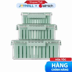 Bộ 3 Hộp Bảo Quản Thực Phẩm Elmich EL3124 800ml 2200ml 4300ml Kèm Khay Tách Nước - Chính Hãng - JoyMall 1