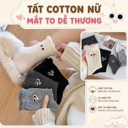 Combo 5 Đôi / 10 Đôi Tất Cotton Nữ Họa Tiết Mắt To Đáng Yêu 1