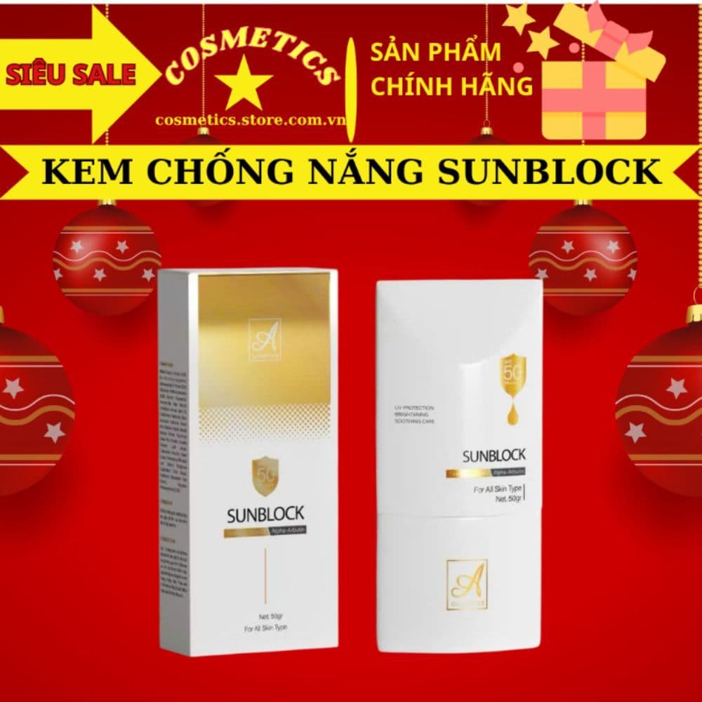 Kem Chống Nắng Sunblock A cosmetics spf50+, chống tia uv, kiềm dầu, khô thoáng, sáng da mặt mịn 50g