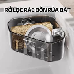 Kệ đựnġ Đồ Rửa Chén Bát Hút Chân Không, Rổ lọc rác bồn rửa bát móc cốc hút chất liệu nhựa ABS cao cấp 1