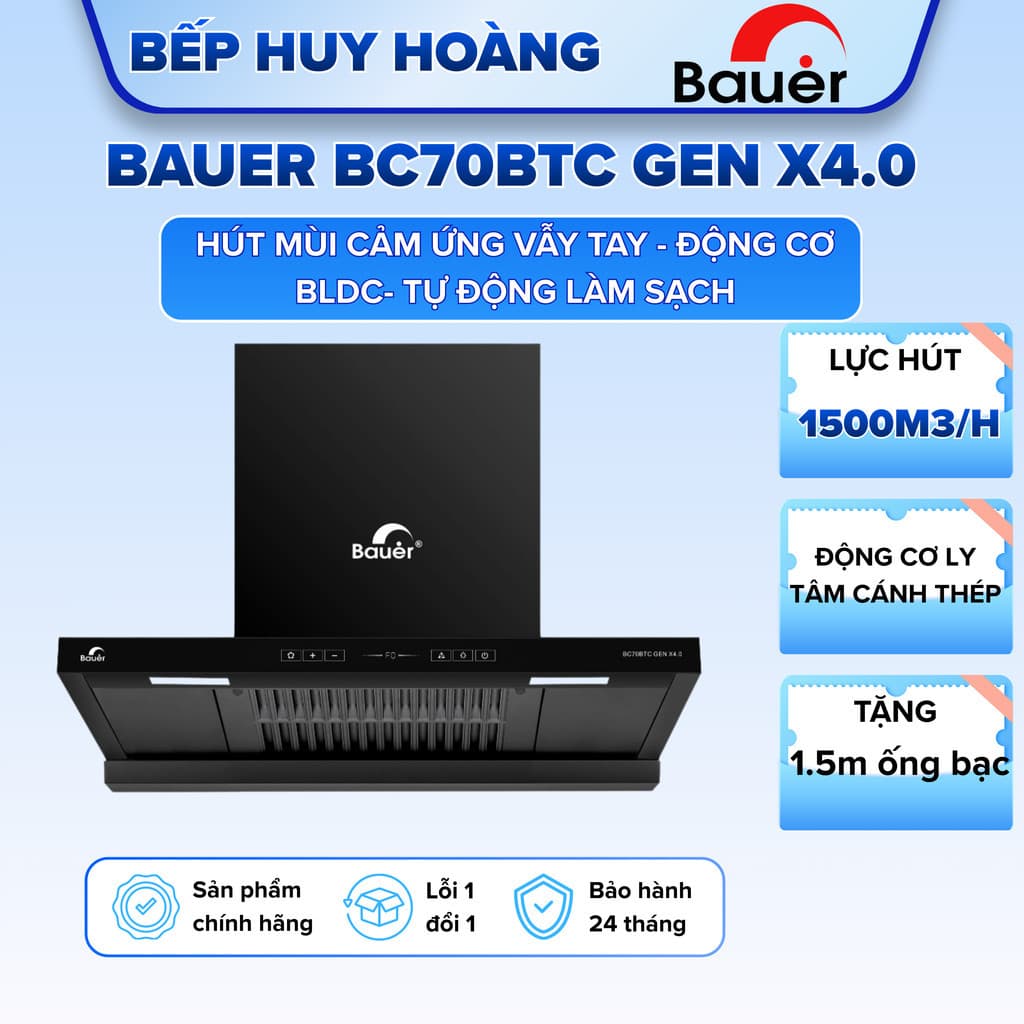 Máy hút mùi Bauer BC70BTC GEN X4.0 | ĐỘNG CƠ BLDC , QUẠT LI TÂM CÁNH THÉP | HÀNG CHÍNH HÃNG