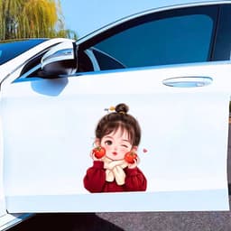 Decal Dán Xe Hơi Hình Bé Gái Chibi Dễ Thương Chống Thấm Nước - Tem Dán Trang Trí Ô Tô Nổi Bật 5