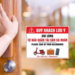 Decal Tự Bảo Quản Tài Sản Cá Nhân, Biển Nhắc Nhở Bảo Quản Tài Sản, Decal Cao Cấp  Dán Tường, Kính, Chống Nước Chống Nắng 2