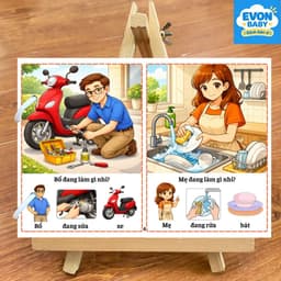 Thẻ flash dạy bé tập nói EVON BABY - Giúp Bé Tập Nói Sớm - Mẹ hỏi bé - Ai ĐANG LÀM GÌ? 6
