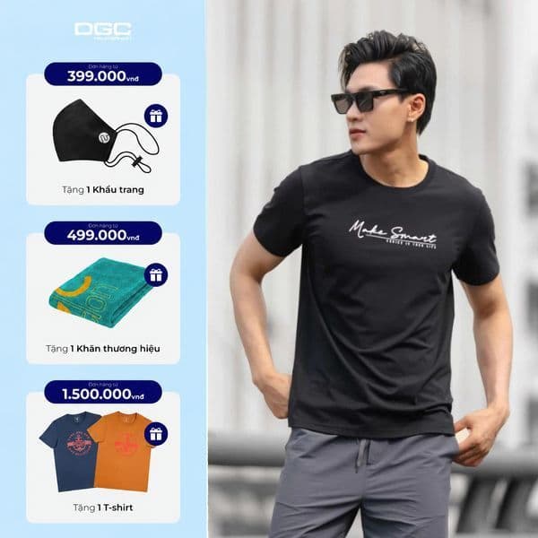 Áo thun ngắn tay DGC Áo phông bassic, dáng suông ngực áo in chất vải thoải mái thoáng mát - SATBC20M