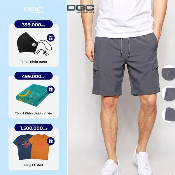 Quần sooc nam SQSBD15M-S - Quần Short cạp chun túi hộp trước tra khóa
