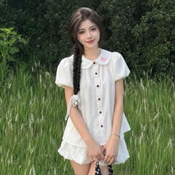 Áo sơ mi bèo quốc dân cổ sen tay bồng dáng babydoll in nơ hồng xinh đẹp SMZ93366 6