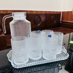 Bộ bình + 6 cốc thủy tinh họa tiết Giọt Nước Hắt sáng 2