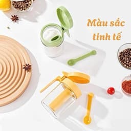 Lọ đựnġ Gia Vị Boro – Hũ đựnġ Muối Đường Thủy Tinh Có Tay Cầm Có Thìa Để Ngăn Riêng Chống Ẩm VOICON-[PM66] 2