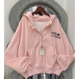 < Rẻ Vô Địch > Áo khoác hoodiezip nữ Nỉ tầu Form Rộng  cá tính hàng đẹp MOON STUDIO -thu99 1