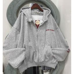 < Rẻ Vô Địch > Áo khoác hoodiezip nữ Nỉ tầu Form Rộng  cá tính hàng đẹp MOON STUDIO -thu99 5